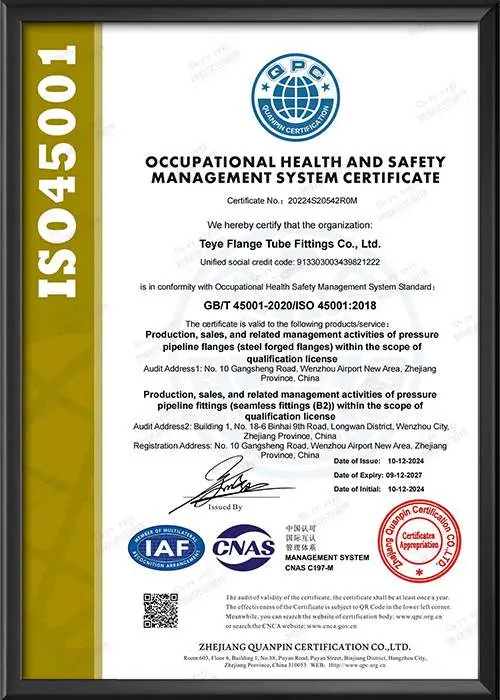 职业健康安全管理体系认证证书-英文