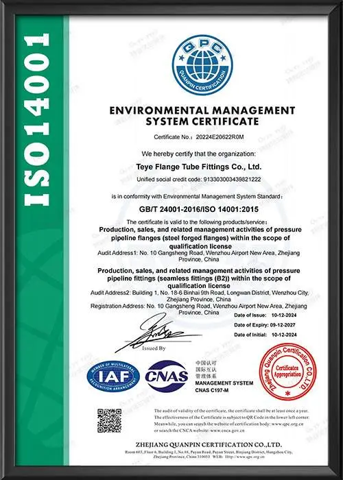 环境管理体系认证证书-英文